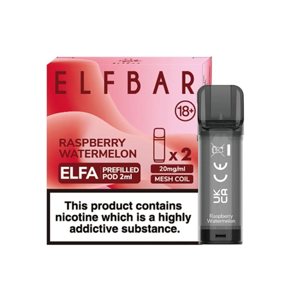 Raspberry Watermelon Nic Salt E Liquid Pods - Elfa Series (2 x 2ml) | 20mg