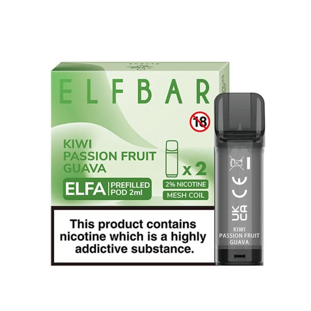 Kiwi Passion Fruit Guava Nic Salt E Liquid Pods - Elfa Series (2 x 2ml) | 20mg