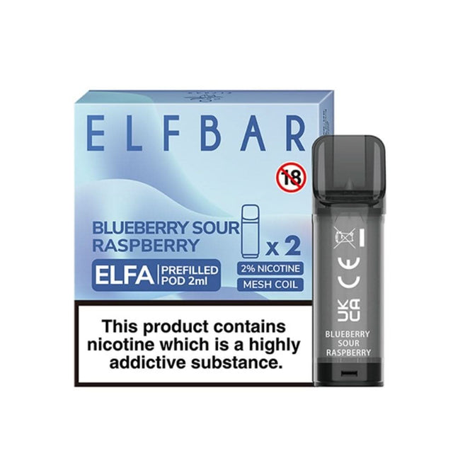 Blueberry Sour Raspberry Nic Salt E Liquid Pods - Elfa Series (2 x 2ml) | 20mg
