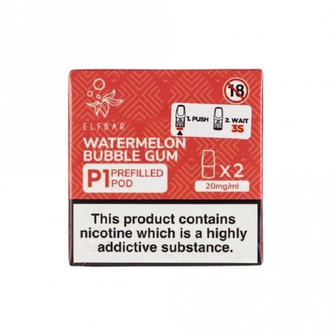 Watermelon Bubble Gum Mate P1 Prefilled Pods by Elf Bar (2 x 2ml)