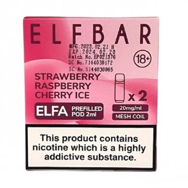 Strawberry Raspberry Cherry Ice Nic Salt E Liquid Pods - Elfa Series (2 x 2ml)