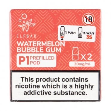 Watermelon Bubble Gum Mate P1 Nic Salt E Liquid Pods (2 x 2ml)